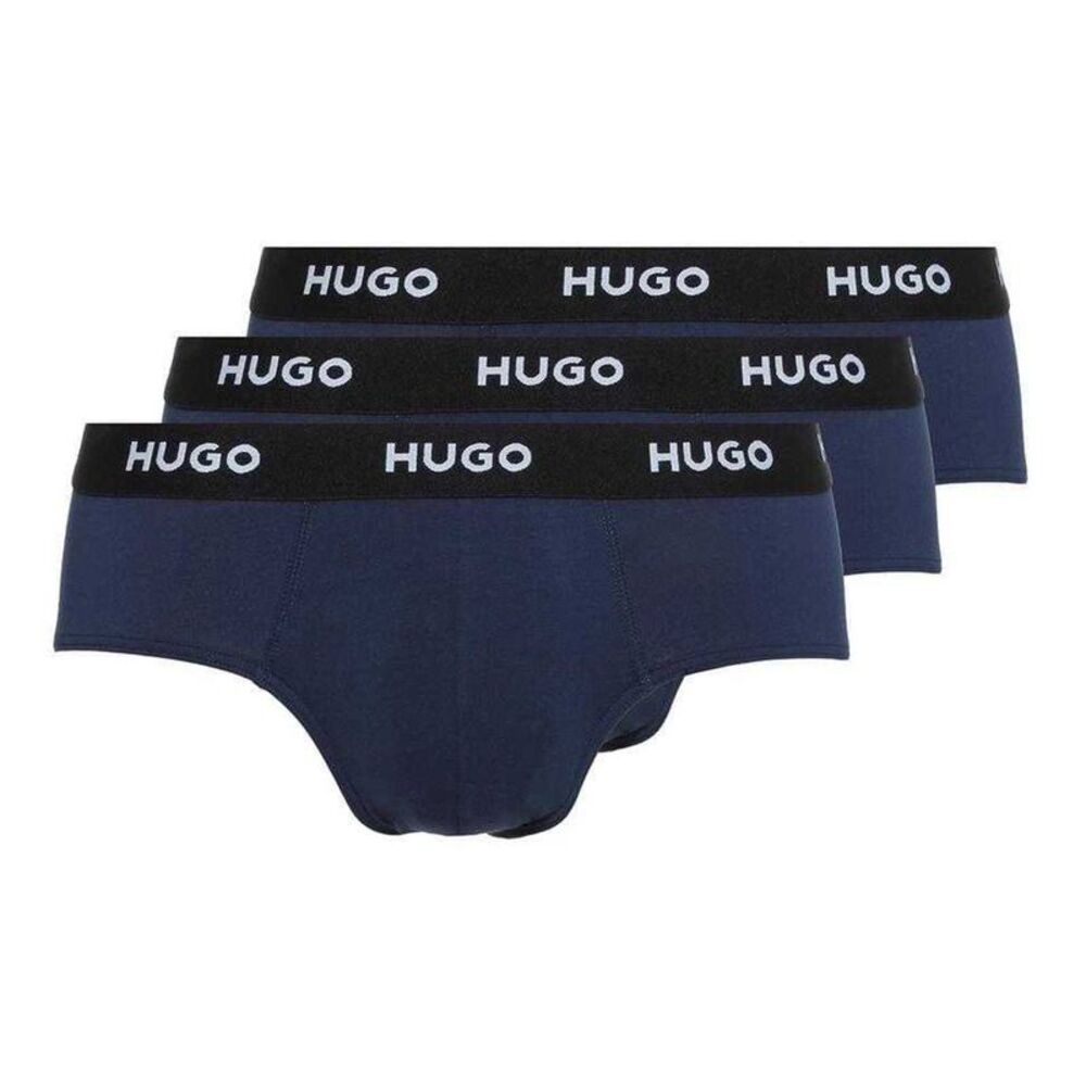 Hugo Mens Logo Stretch Briefs (Pack of 3) / Navy
